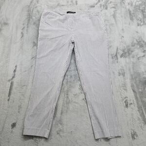 AMANDA + CHELSEA Pants Womens 8 Blue White Striped Woven Stretch Ankle Low Rise